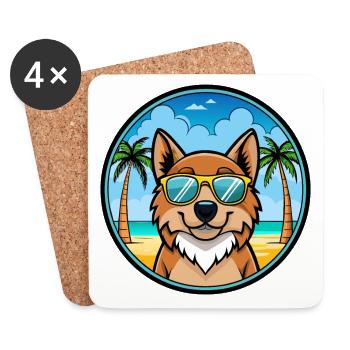 Caucasien Ovcharka Chien Race Dessin Animé Lunettes de soleil - Dessous de verre (lot de 4) - blanc - Devant