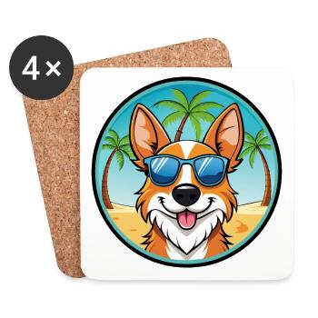 Brittany Dog Breed Cartoon Lunettes de soleil Beach - Dessous de verre (lot de 4) - blanc - Devant