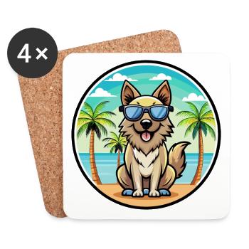 Carpathian Shepherd Dog Breed Cartoon Sunglasses - Coasters (set of 4) - white - Front