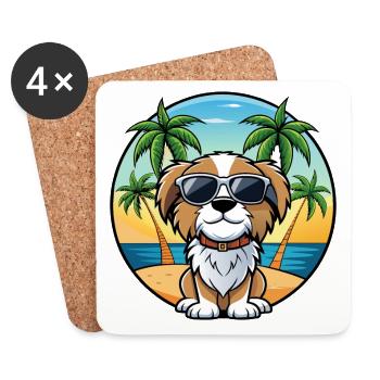 Cavalier Chien Race Dessin Animé Lunettes de Soleil Plage - Dessous de verre (lot de 4) - blanc - Devant