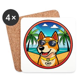 Cao De Gado Transmontano Hunderasse Cartoon Strand - Untersetzer (4er-Set) - Weiß - Vorne