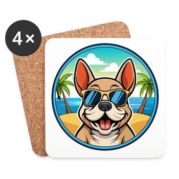 Chien Francais Dog Breed Cartoon Sunglasses Beach - Coasters (set of 4) - white - Front