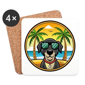 Lunettes de soleil de race de chien de chien de la Forêt-Noire - Dessous de verre (lot de 4) - blanc - Devant