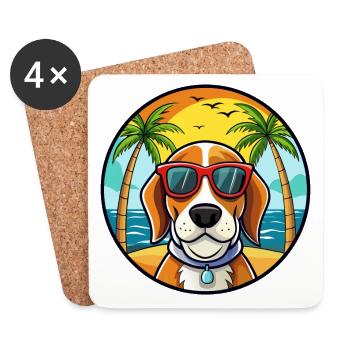 Bracco Italiano Chien Race Dessin Animé Lunettes De Soleil Plage - Dessous de verre (lot de 4) - blanc - Devant