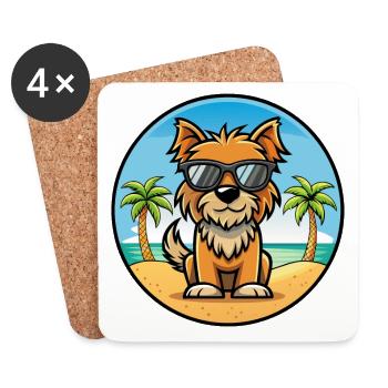 Lunettes de soleil de dessin animé de race de chien griffon belge plage - Dessous de verre (lot de 4) - blanc - Devant
