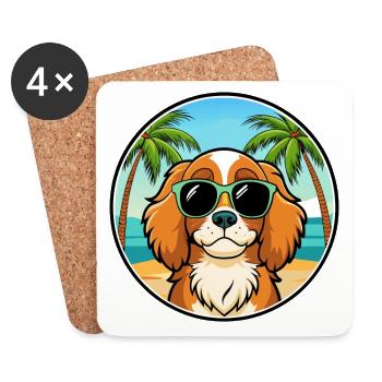 Cavalier King Charles Spaniel Race Chien Dessin animé - Dessous de verre (lot de 4) - blanc - Devant