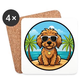 Cockapoo Chien Race Dessin Animé Lunettes De Soleil Plage - Dessous de verre (lot de 4) - blanc - Devant
