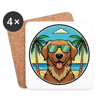 Chesapeake Bay Retriever Race Chien Dessin Animé Plage - Dessous de verre (lot de 4) - blanc - Devant