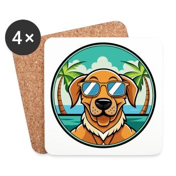 Dänische Broholmer Hunderasse Cartoon Sonnenbrille Strand - Untersetzer (4er-Set) - Weiß - Vorne