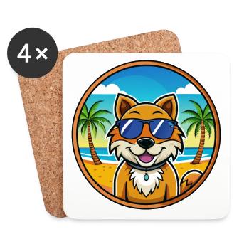 Dutch Smoushond Dog Breed Cartoon Sunglasses Beach - Coasters (set of 4) - white - Front