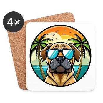 Englische Dogge Hund Rasse Cartoon Sonnenbrille Strand - Untersetzer (4er-Set) - Weiß - Vorne