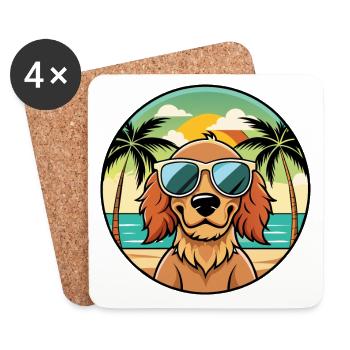 Field Spaniel Hund Rasse Cartoon Sonnenbrille Strand - Untersetzer (4er-Set) - Weiß - Vorne