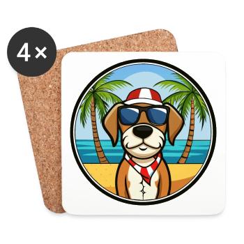 Lunettes de soleil de dessin animé de race de chien de chasse tricolore français - Dessous de verre (lot de 4) - blanc - Devant