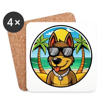 Deutscher Jagdterrier Hunderasse Cartoon Beach - Untersetzer (4er-Set) - Weiß - Vorne
