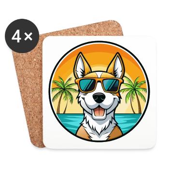 Foxterrier Smooth Dog Rasse Cartoon Sonnenbrille - Untersetzer (4er-Set) - Weiß - Vorne