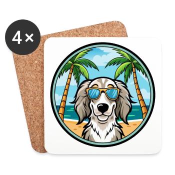 Setter anglais chien race dessin animé lunettes de soleil plage - Dessous de verre (lot de 4) - blanc - Devant