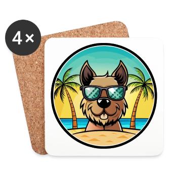 Gull Terrier Chien Race Dessin Animé Lunettes De Soleil Plage - Dessous de verre (lot de 4) - blanc - Devant