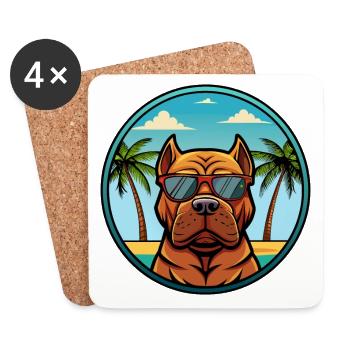 Französisch Bordeaux Mastiff Hunderasse Cartoon Strand - Untersetzer (4er-Set) - Weiß - Vorne