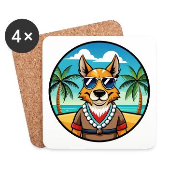 Lièvre Indien Chien Race Dessin Animé Lunettes De Soleil Plage - Dessous de verre (lot de 4) - blanc - Devant