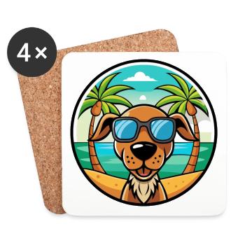 Hanover Hound Chien Race Dessin Animé Lunettes De Soleil Plage - Dessous de verre (lot de 4) - blanc - Devant