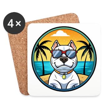 Dogue Argentino Chien Race Dessin Animé Lunettes De Soleil Plage - Dessous de verre (lot de 4) - blanc - Devant