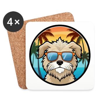 Havenese Chien Race Dessin Animé Lunettes De Soleil Plage - Dessous de verre (lot de 4) - blanc - Devant