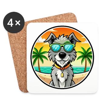 Irischer Wolfshund Hunderasse Cartoon Sonnenbrille Strand - Untersetzer (4er-Set) - Weiß - Vorne