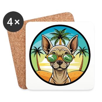 Inca Hairless Dog Breed Cartoon Sunglasses Beach - Coasters (set of 4) - white - Front