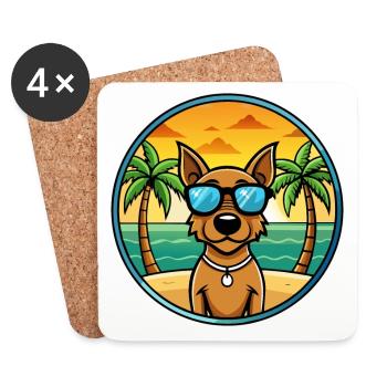 Jagdterrier Chien Race Dessin Animé Lunettes De Soleil Plage - Dessous de verre (lot de 4) - blanc - Devant