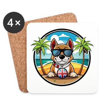 Grand Anglo Français Lunettes de soleil de dessin animé de race de chien - Dessous de verre (lot de 4) - blanc - Devant