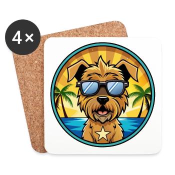 Glen Of Imaal Terrier Chien Race Dessin Animé Lunettes De Soleil - Dessous de verre (lot de 4) - blanc - Devant