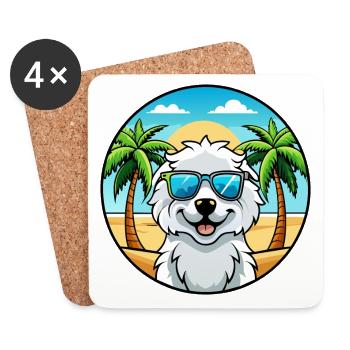 Kuvasz Ungarische Hunderasse Cartoon Sonnenbrille Strand - Untersetzer (4er-Set) - Weiß - Vorne