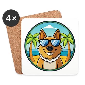 Karst Schäferhund Hunderasse Cartoon Sonnenbrille Strand - Untersetzer (4er-Set) - Weiß - Vorne