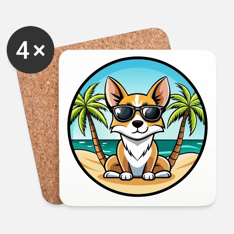 Miniatur Foxterrier Hunderasse Cartoon Sonnenbrille - Untersetzer (4er-Set) - Weiß