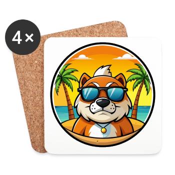 Lunettes de soleil de chasse de race de chien de garde de Moscou plage - Dessous de verre (lot de 4) - blanc - Devant