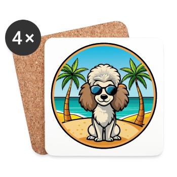 Miniaturpudel Hunderasse Cartoon Sonnenbrille Strand - Untersetzer (4er-Set) - Weiß - Vorne