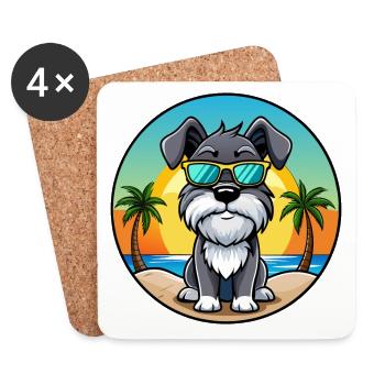 Mittelschnauzer Chien Race Dessin Animé Lunettes De Soleil Plage - Dessous de verre (lot de 4) - blanc - Devant