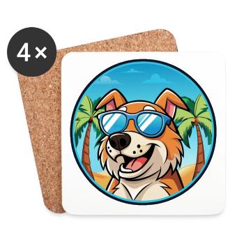 Koolie Hunderasse Cartoon Sonnenbrille Strand - Untersetzer (4er-Set) - Weiß - Vorne