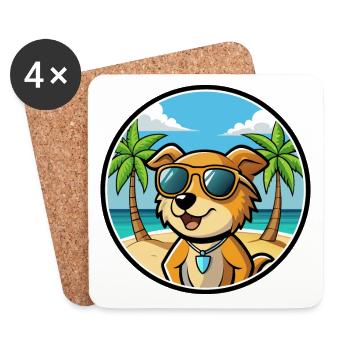 Kanni Chien Race Dessin Animé Lunettes De Soleil Plage - Dessous de verre (lot de 4) - blanc - Devant