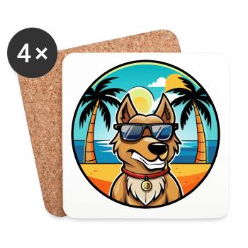 Magyar Agar Dog Breed Cartoon Sunglasses Beach - Coasters (set of 4) - white - Front