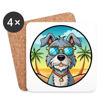 Mittelschnauze Chien Race Dessin Animé Lunettes De Soleil Plage - Dessous de verre (lot de 4) - blanc - Devant