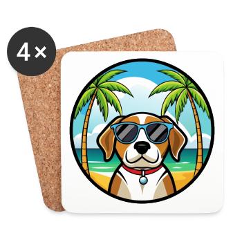 Kerry Beagle Hunderasse Cartoon Sonnenbrille Strand - Untersetzer (4er-Set) - Weiß - Vorne