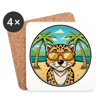 Léopard Cur Chien Race Dessin Animé Lunettes de soleil Plage - Dessous de verre (lot de 4) - blanc - Devant