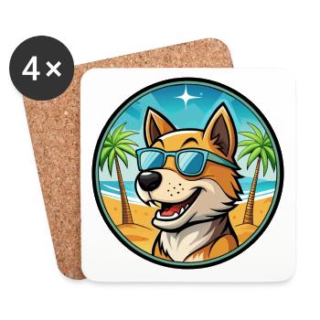 Lucas Terrier Hunderasse Cartoon Sonnenbrille Strand - Untersetzer (4er-Set) - Weiß - Vorne