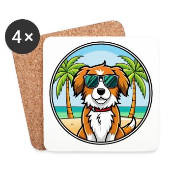 Kooikerhondje Hunderasse Cartoon Sonnenbrille Strand - Untersetzer (4er-Set) - Weiß - Vorne