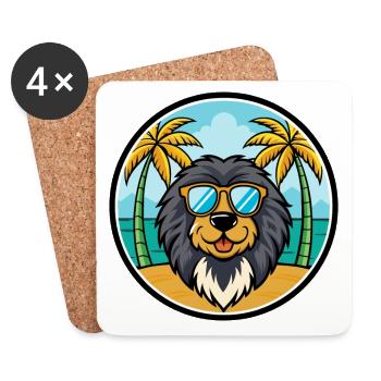 Terre-Neuve Chien Race Dessin Animé Lunettes de soleil Plage - Dessous de verre (lot de 4) - blanc - Devant