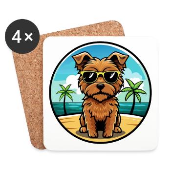 Norfolk Terrier Hunderasse Cartoon Sonnenbrille Strand - Untersetzer (4er-Set) - Weiß - Vorne