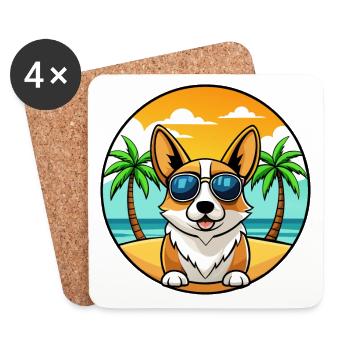 Pembroke Welsh Corgi Hunderasse Cartoon Sonnenbrille - Untersetzer (4er-Set) - Weiß - Vorne