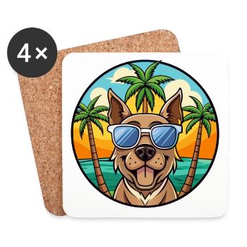 Plummer Terrier Hunderasse Cartoon Sonnenbrille Strand - Untersetzer (4er-Set) - Weiß - Vorne