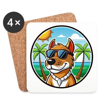 Norwegischer Windhund Dunker Hunderasse Cartoon Strand - Untersetzer (4er-Set) - Weiß - Vorne